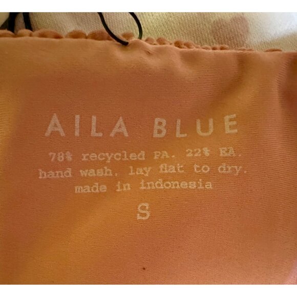 Aila Blue Bambi High Waist Bikini Bottoms Citron Orange Textured Smocked Sustain - Picture 4 of 6